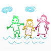 浜辺/家族/海/旅行 - キャラクター｜人物｜フリーイラスト